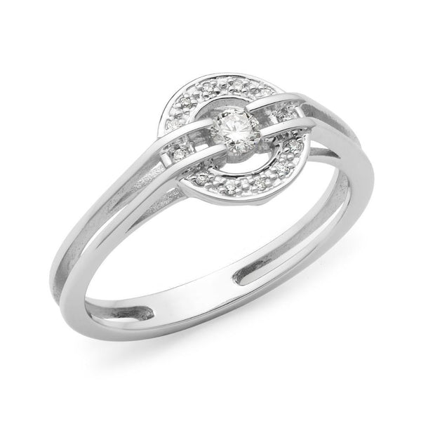 Floating Halo Style Diamond Ring 9ct White Gold