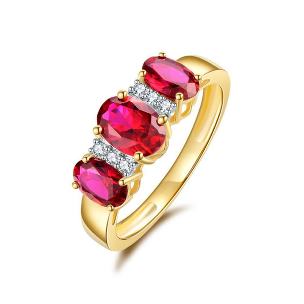 Created Ruby and Diamond Ring 9ct Yellow Gold