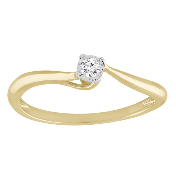 Solitaire Ring with 0.05ct Diamond in 9K Yellow Gold