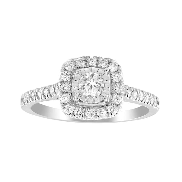 Cluster Ring with 0.5ct Diamond in 9K White Gold