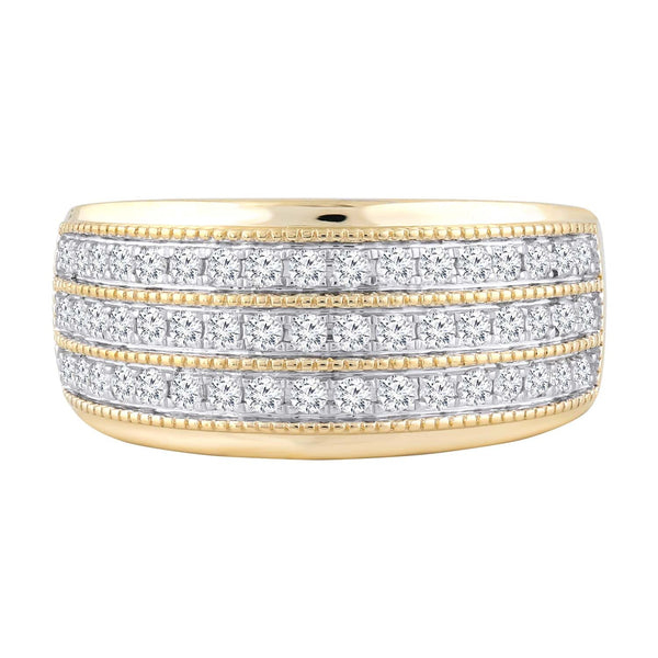Three Layer Ring with 0.5ct Diamonds in 9K Yellow Gold