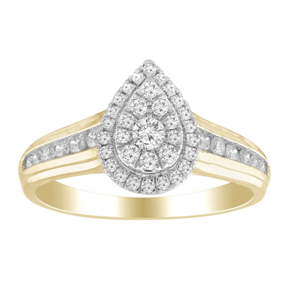Pear Ring with 0.5ct Diamond in 9K Yellow Gold