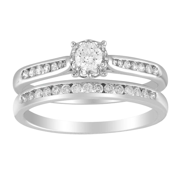 Solitaire Ring Set with 0.5ct Diamond in 9K White Gold