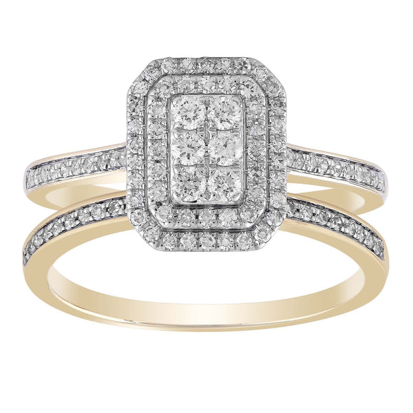 Cluster Ring Set with 0.5ct Diamond in 9K Yellow Gold