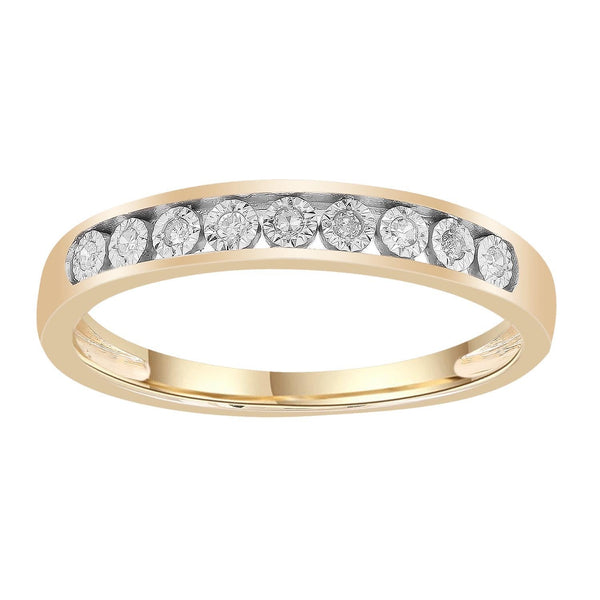 Band Ring with 0.05ct Diamonds in 9K Yellow Gold