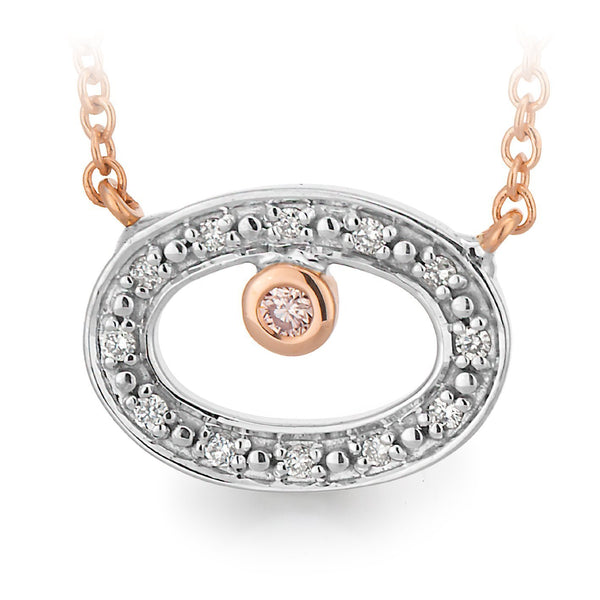 PINK CAVIAR 0.039ct Pink Diamond Necklet in 9ct White & Rose Gold