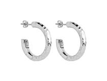 Najo Silver Beaten finish Large loop Earrings