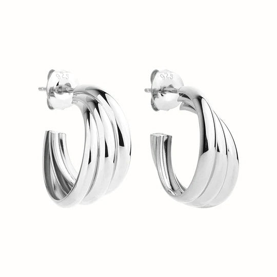 NAJO Ripple Hoop Silver Earrings