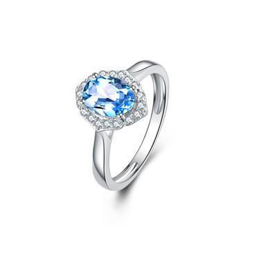 Blue Topaz and Diamond Dress Ring 9ct White Gold