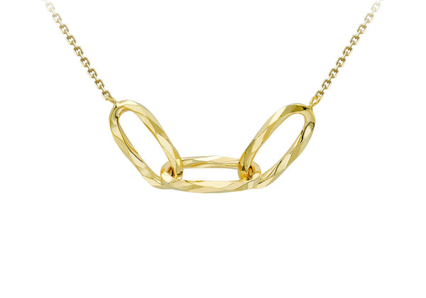 9ct Yellow Gold Diamond Cut Oval Necklace 43-46cm