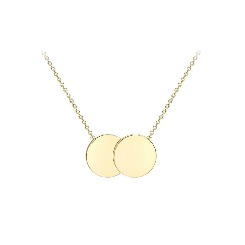 9ct Yellow Gold 16.8mm x 10mm Double-Disc Adjustable Necklace 41cm-43cm