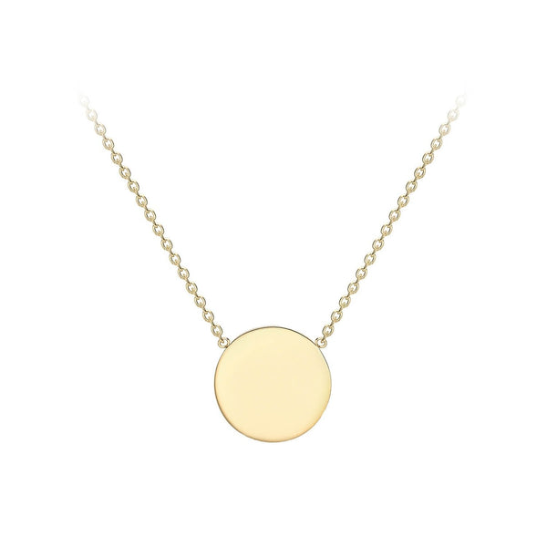 9ct Yellow Gold 10mm Disc Adjustable Necklace 41cm-43cm