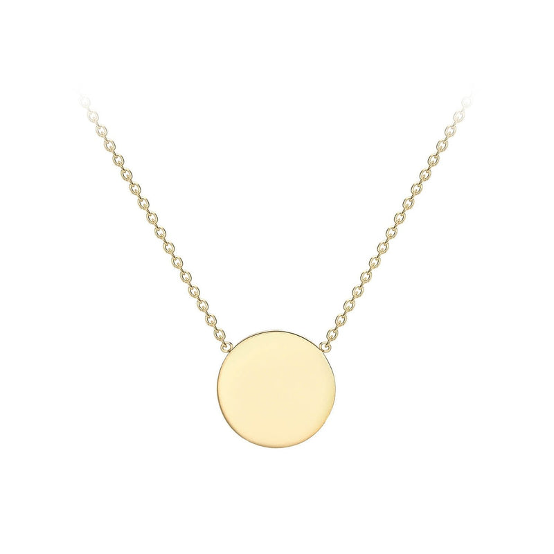 9ct Yellow Gold 10mm Disc Adjustable Necklace 41cm-43cm
