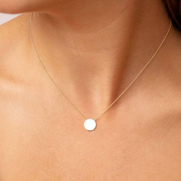 9ct Yellow Gold 10mm Disc Adjustable Necklace 41cm-43cm