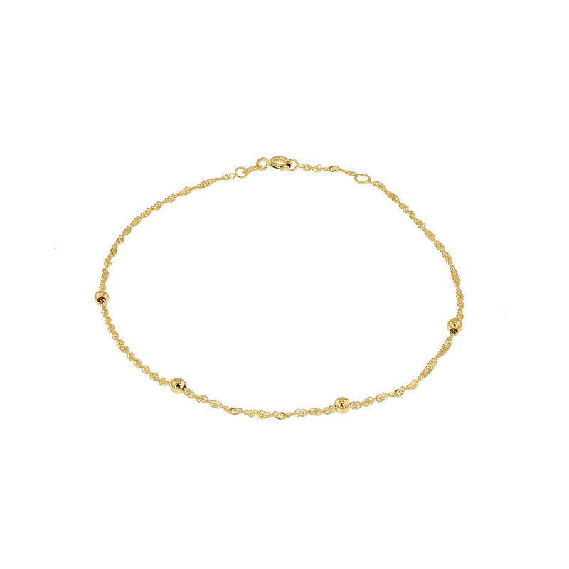 9ct Yellow Gold Solid Ball Twist Necklace 45cm
