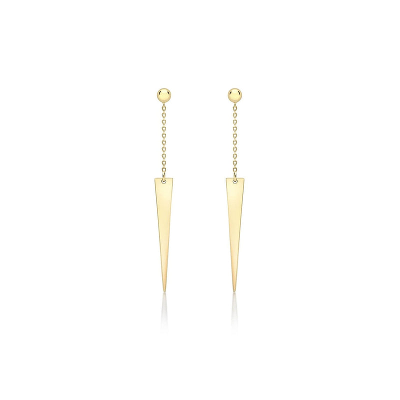 9ct Yellow Gold 4mm x 41mm Triangle and Trace Chain Drop Earrings