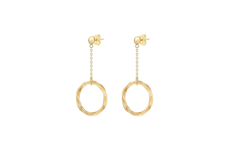 9ct Yellow Gold Diamond Cut Ring & Drop Earrings