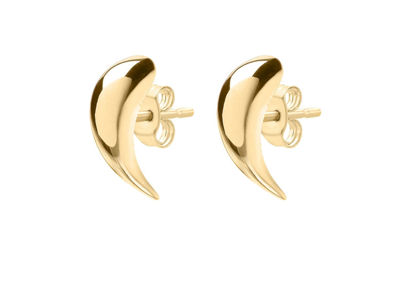 9ct Yellow Gold Curved Stud Earrings 12mm