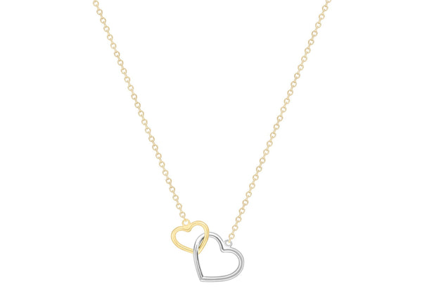 9ct Yellow Gold Linked Heart Necklace 43-46cm