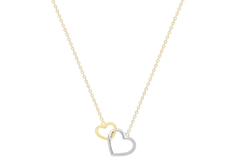 9ct Yellow Gold Linked Heart Necklace 43-46cm