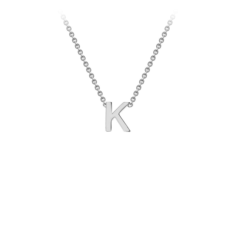 9ct White Gold 'K' Initial Adjustable Letter Necklace 38/43cm
