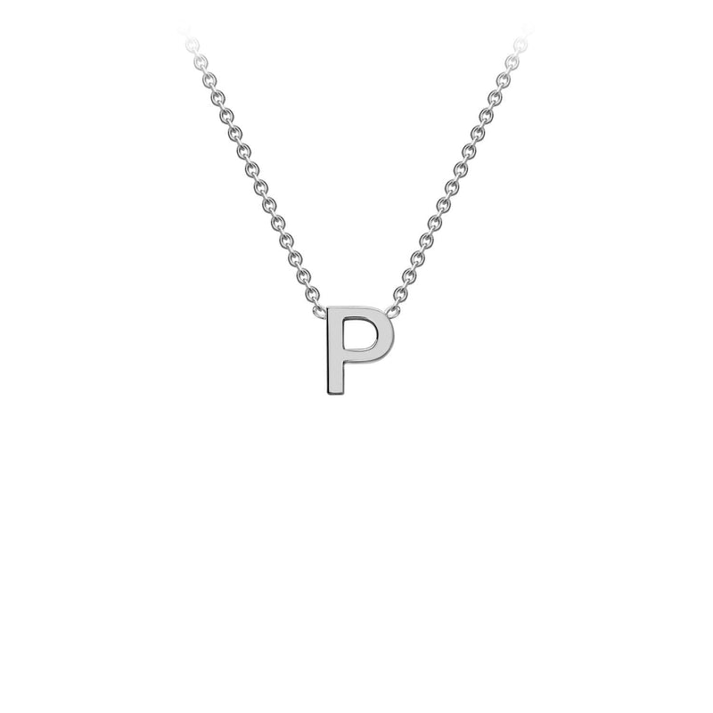 9ct White Gold 'P' Initial Adjustable Letter Necklace 38/43cm