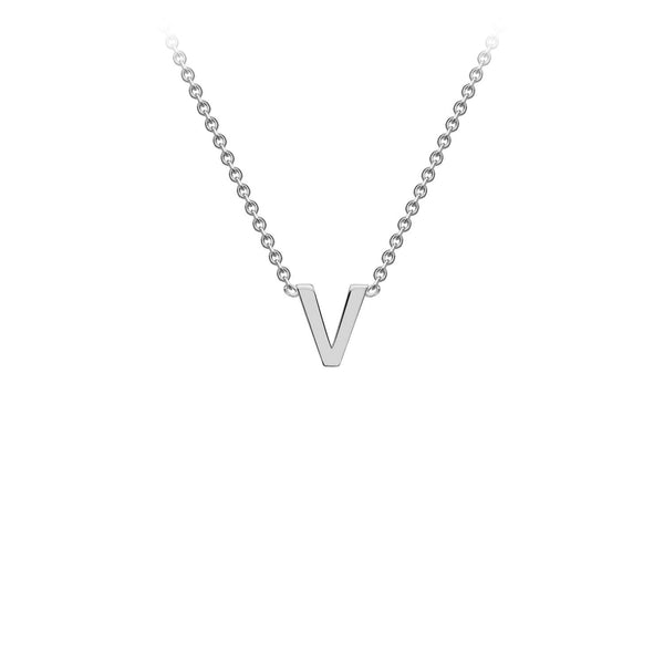 9ct White Gold 'V' Initial Adjustable Letter Necklace 38/43cm