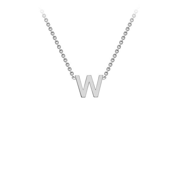 9ct White Gold 'W' Initial Adjustable Letter Necklace 38/43cm