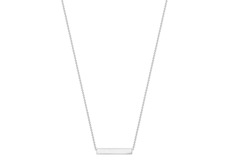 9ct White Gold Solid Horizontal Bar Necklace 41+2cm