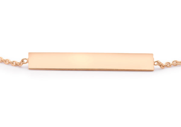 9ct Rose Gold 3mm x 20mm Horizontal-Bar Adjustable Bracelet 18cm-19cm