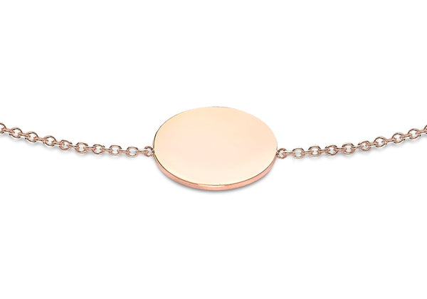 9ct Rose Gold 10mm Disc Adjustable Bracelet 18cm-19cm