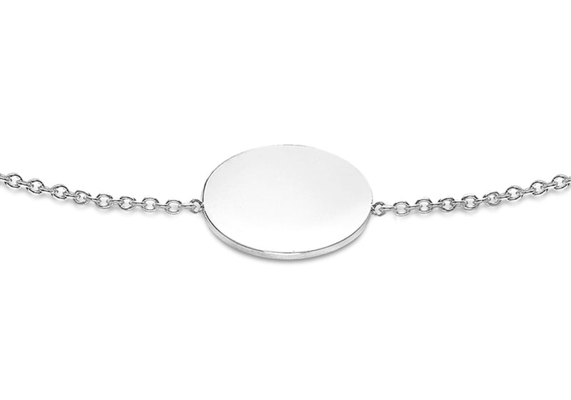 9ct White Gold 10mm Disc Adjustable Bracelet 18cm-19cm