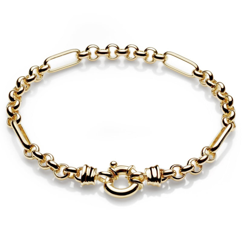 9ct Yellow Gold 7.5 Inch Heart Link Belcher Bracelet