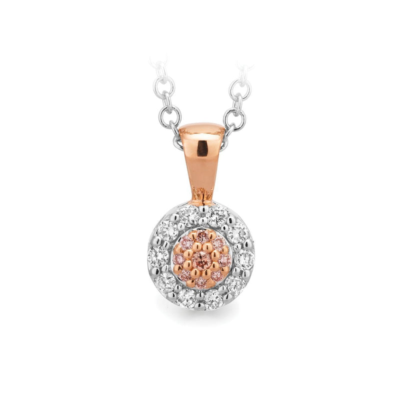 9ct white & rose gold pink diamond pendant