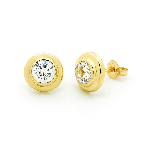 9ct yellow gold cubic zirconia stud earrings