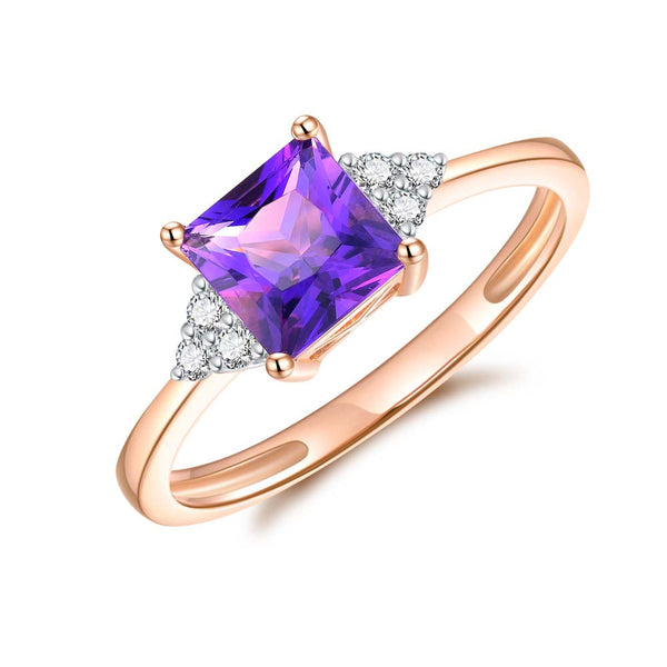 Amethyst & Diamond Dress Ring in 9ct Rose Gold