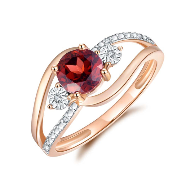 Garnet & Diamond Ring in 9ct Rose Gold