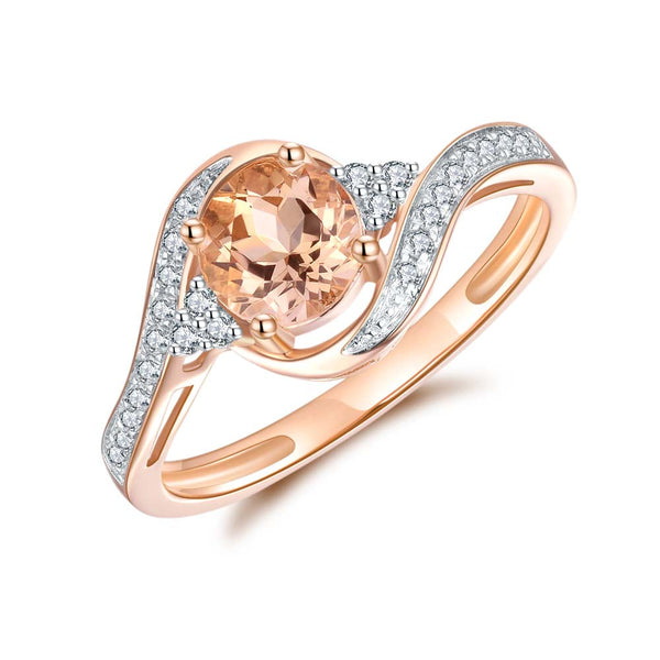 Morganite & Diamond Ring in 9ct Rose Gold