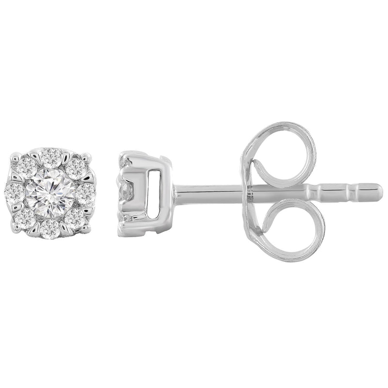 Stud Earrings with 0.15ct Diamonds in 9K White Gold