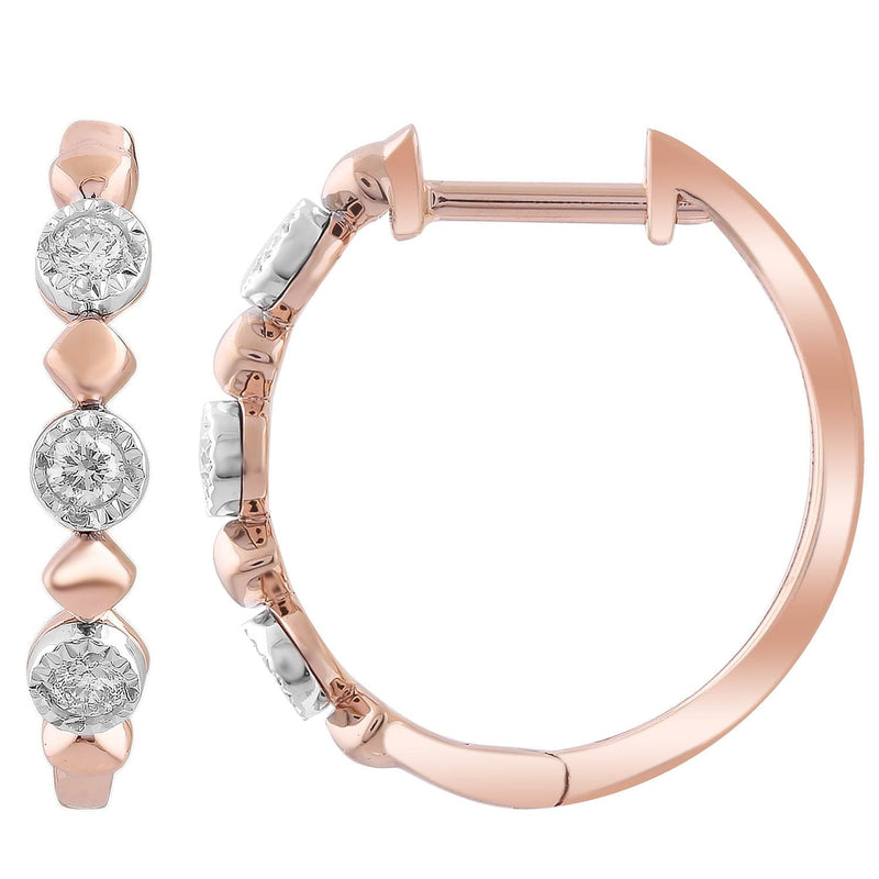 9ct Rose Gold 0.10ct Diamond Hoop Earrings