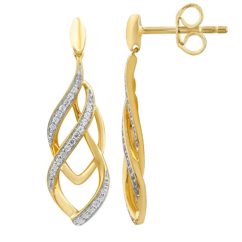 9ct Yellow Gold 0.15ct Diamond Fashion Earrings