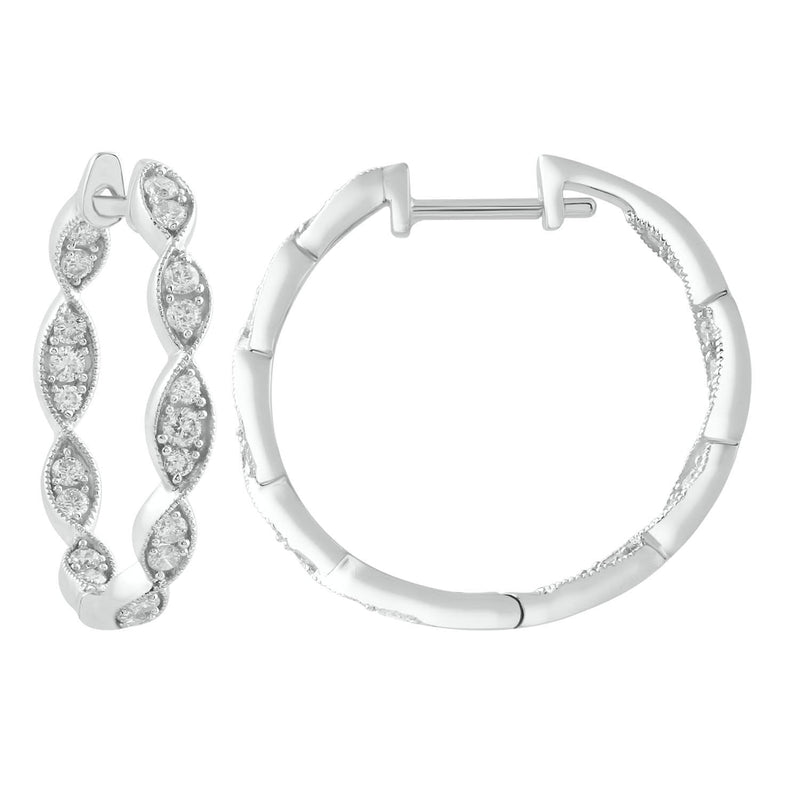 9ct White Gold 0.50ct Diamond Inside Out Hoop Earrings