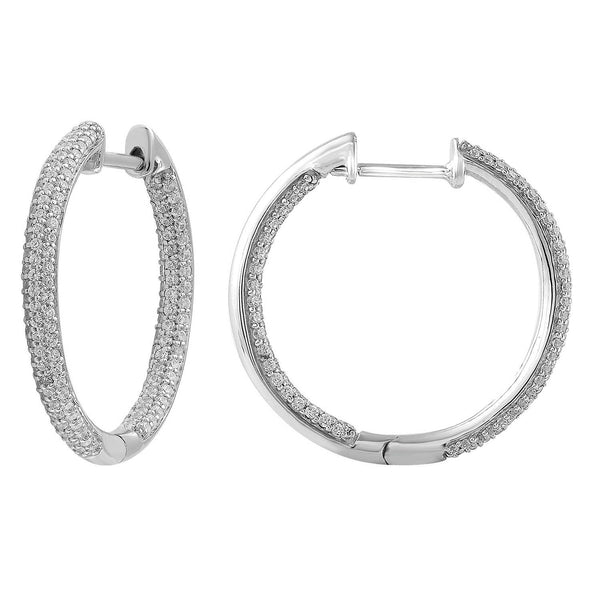 9ct White Gold 0.50ct Diamond Inside Out Hoop Earrings