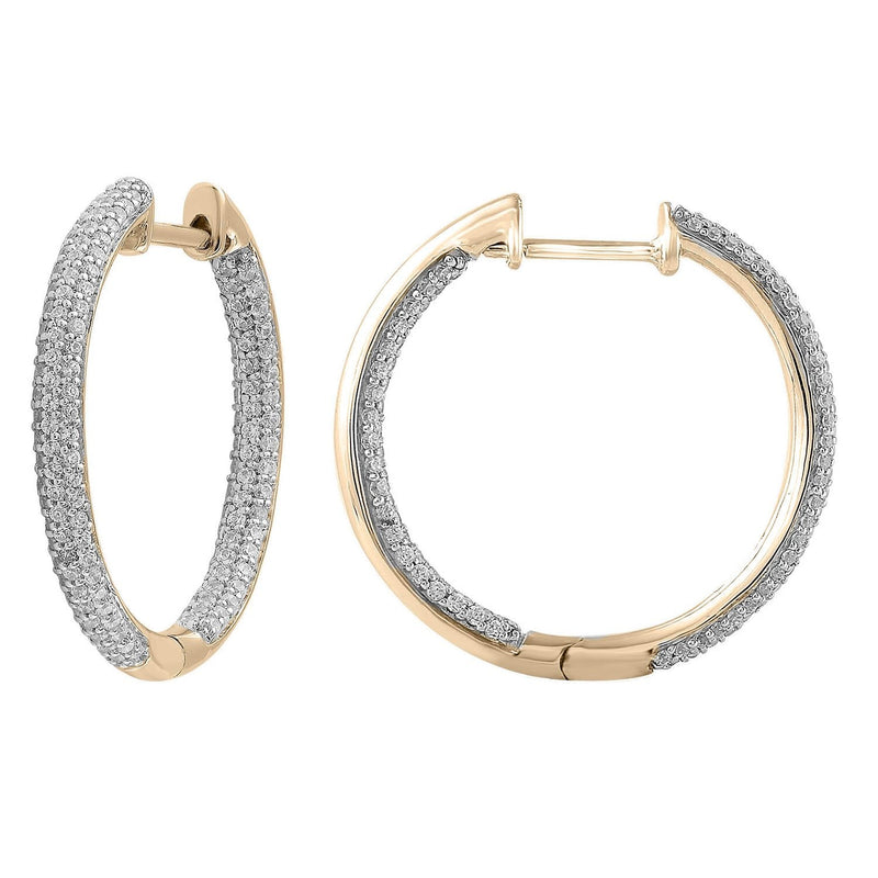 9ct Yellow Gold 0.50ct Diamond Inside Out Hoop Earrings