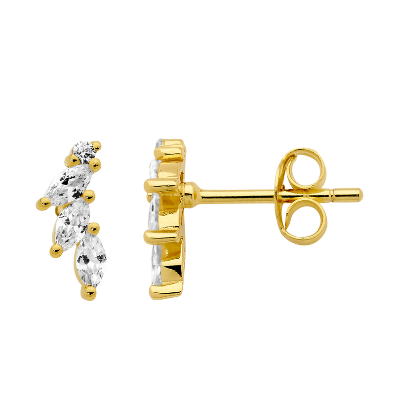 Gold plated diamond earrings deals