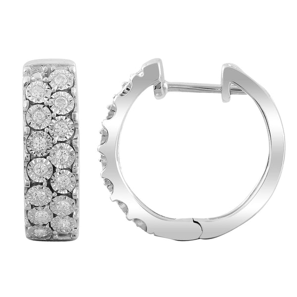 Huggie Earrings with 0.23ct Diamonds in 9K White Gold