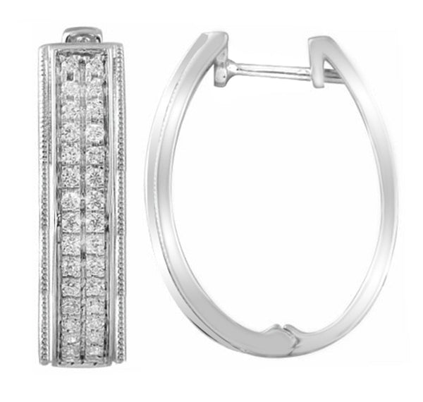 Huggie Earrings with 0.5ct Diamonds in 9K White Gold