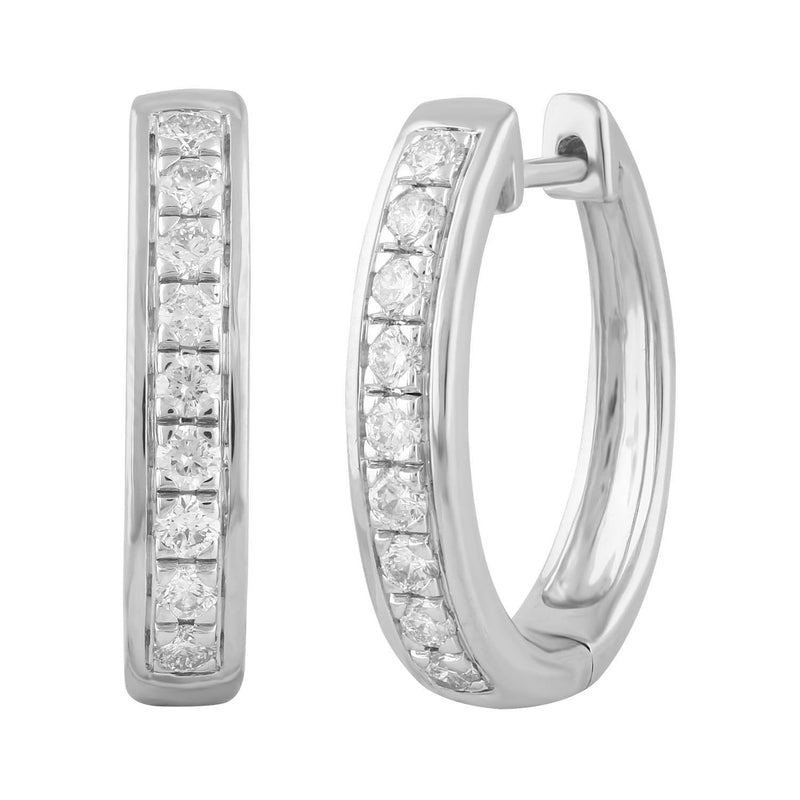 9ct White Gold 0.53ct Diamond Huggie Earrings