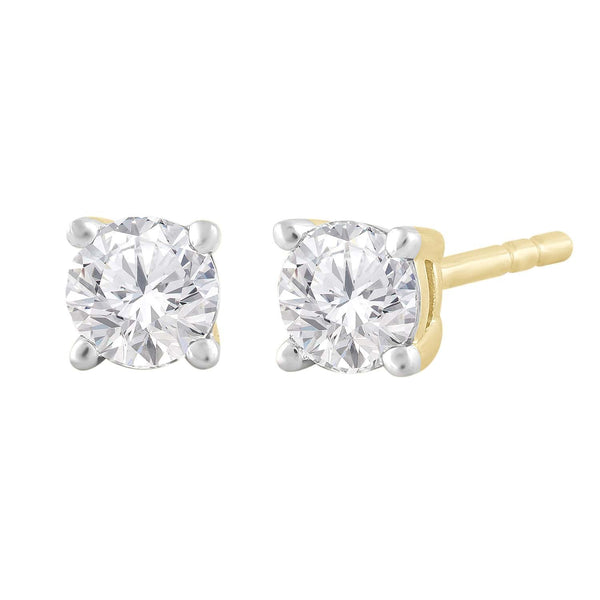 Stud Earrings with 0.5ct Diamond in 9K Yellow Gold 0.5Ct