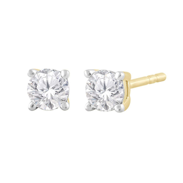 Stud Earrings with 0.3ct Diamond in 9K Yellow Gold